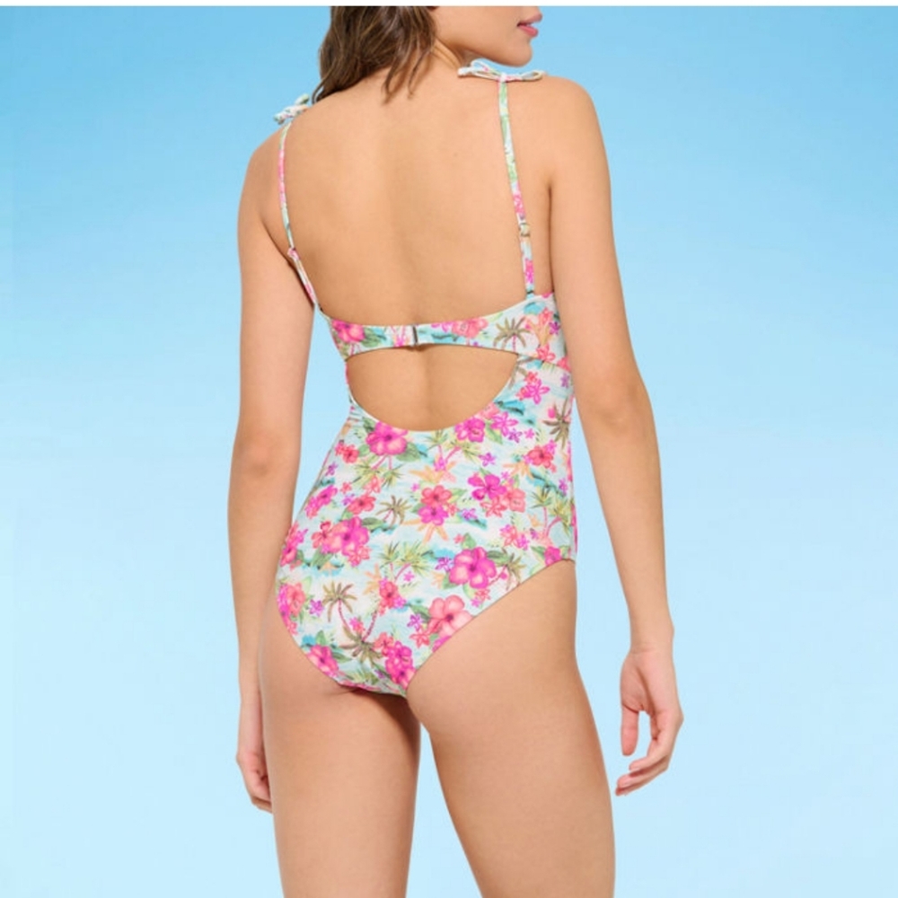Decree Womens Swimsuit XXL Island Escape Textured One Piece Beach Resort Floral - Picture 4 of 11